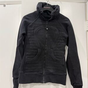 Lululemon Athletica Black Bomber Jacket with Ribbed Cuffs